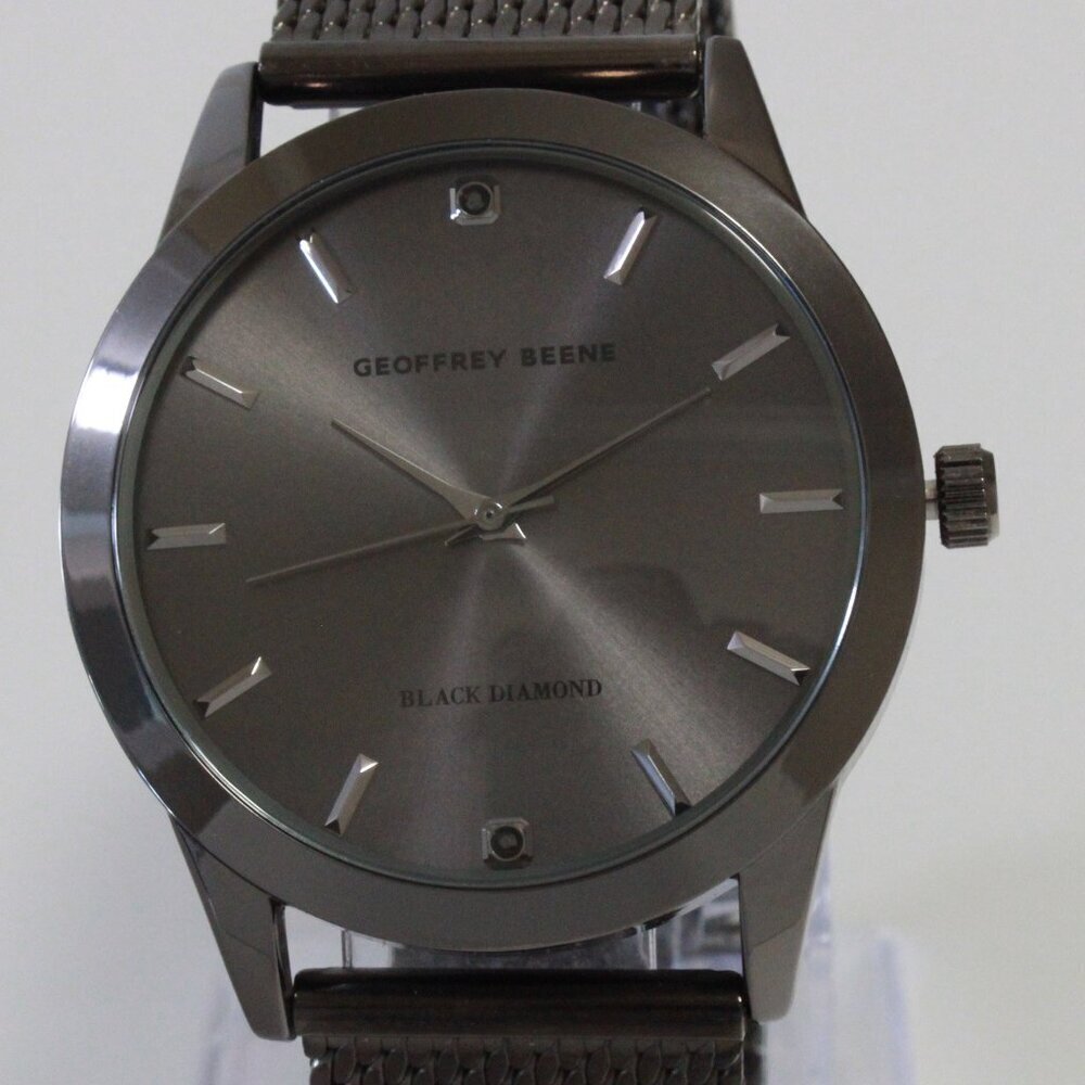 Geoffery Beene Men's Quartz Dress Watch Gun Metel Grey Milanese Bracelet 42mm - Picture 9 of 13